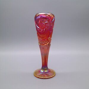 Vintage Fenton Ruby Red Amberina Carnival Glass Vase 8654 Pattern | Cadmium Glow